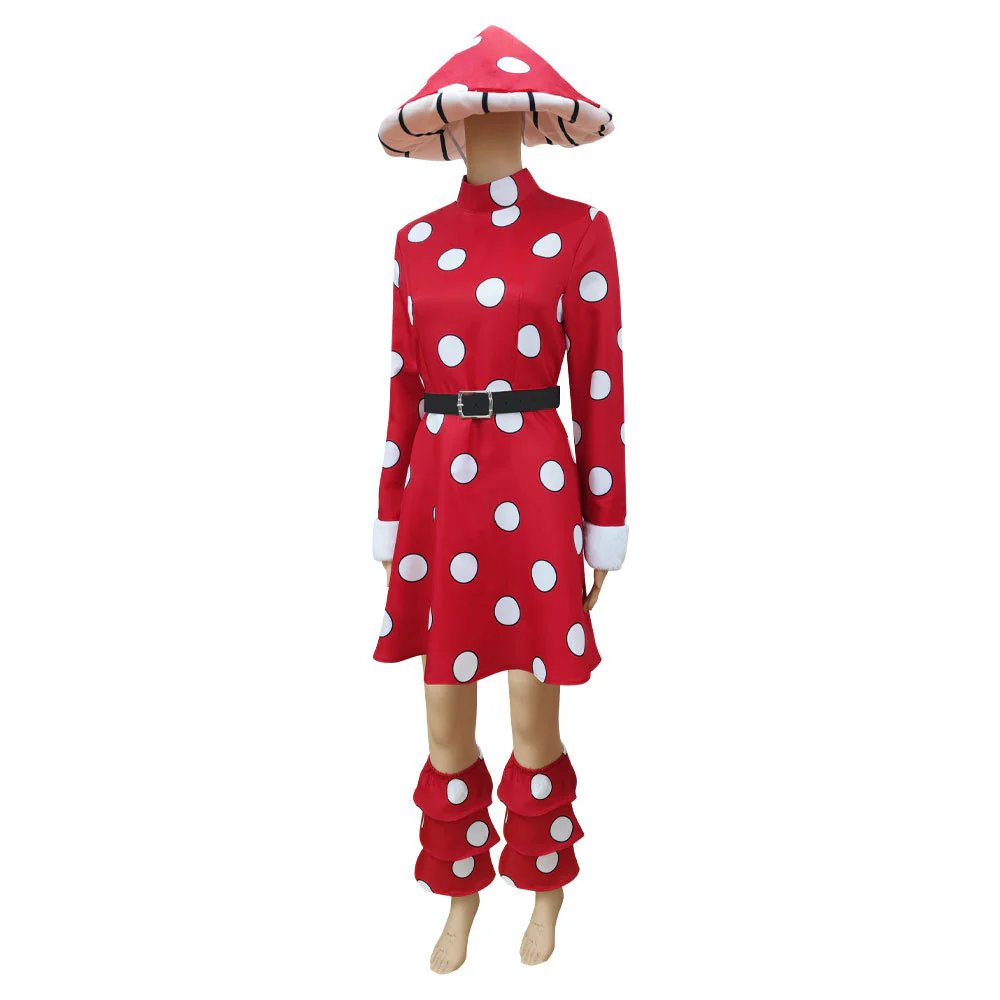 Anime My Hero Academia Komori Kinoko Cosplay Red Costume with Hat for Women and Kids - Image 3