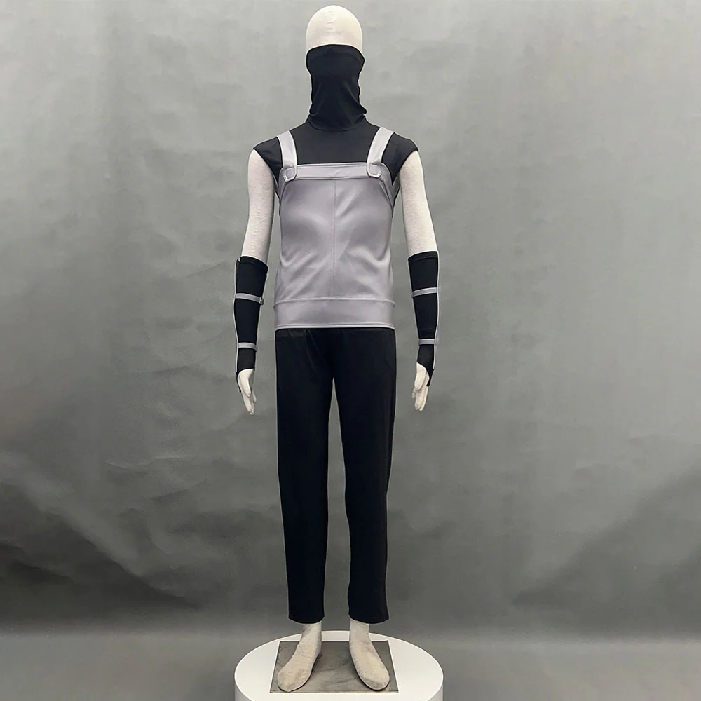 Anime Naruto Costume Hatake Kakashi Anbu Cosplay Mask Shirt Gray full Outfits with Accessories - Image 2