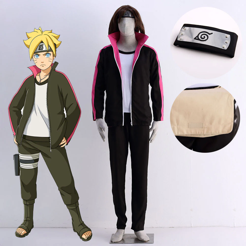 Boruto Costume Boruto Cosplay full Outfit with Bag for Men and Kids
