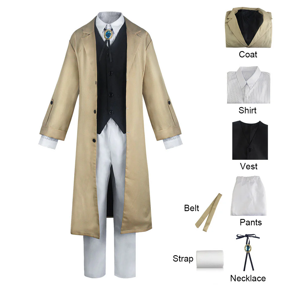 Bungou Stray Dogs Costume Osamu Dazai Cosplay full Outfit with Accessories for Men - Image 4