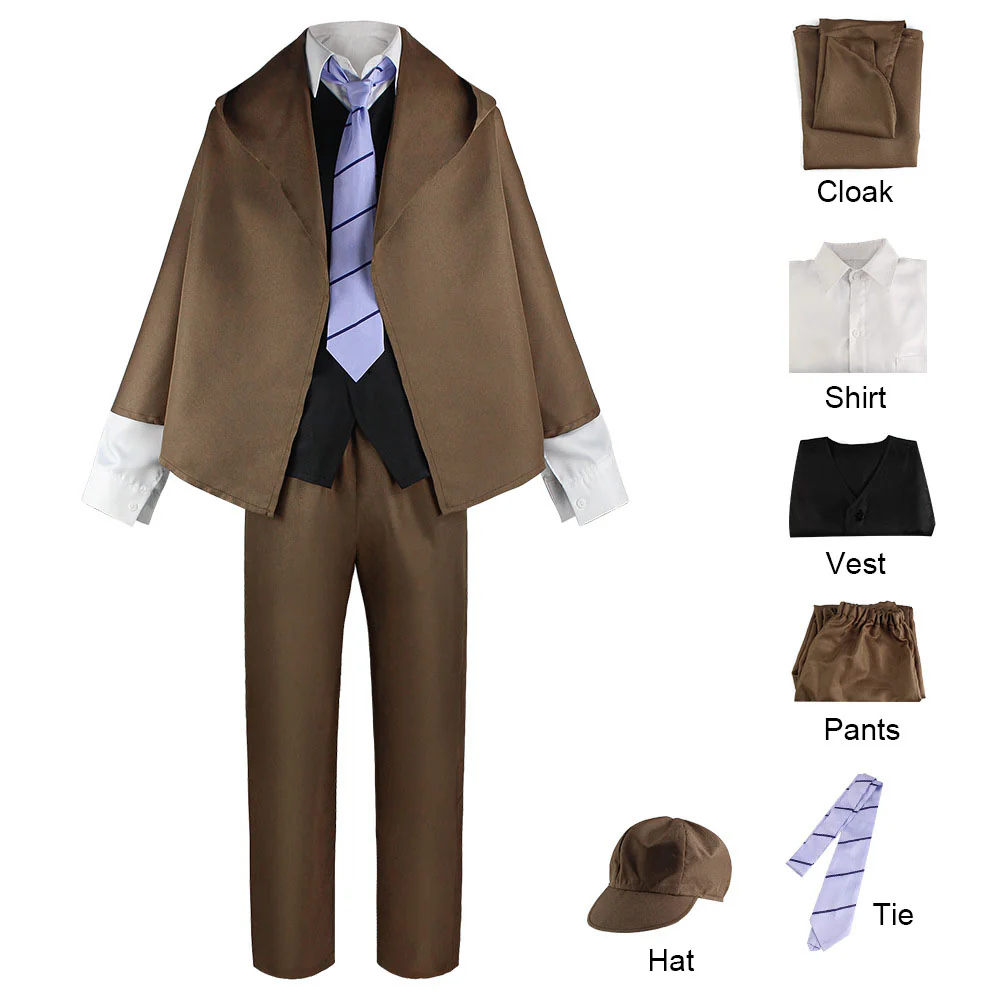 Bungou Stray Dogs Costume Rampo Edogawa Cosplay full Outfit with Hat for Men - Image 4