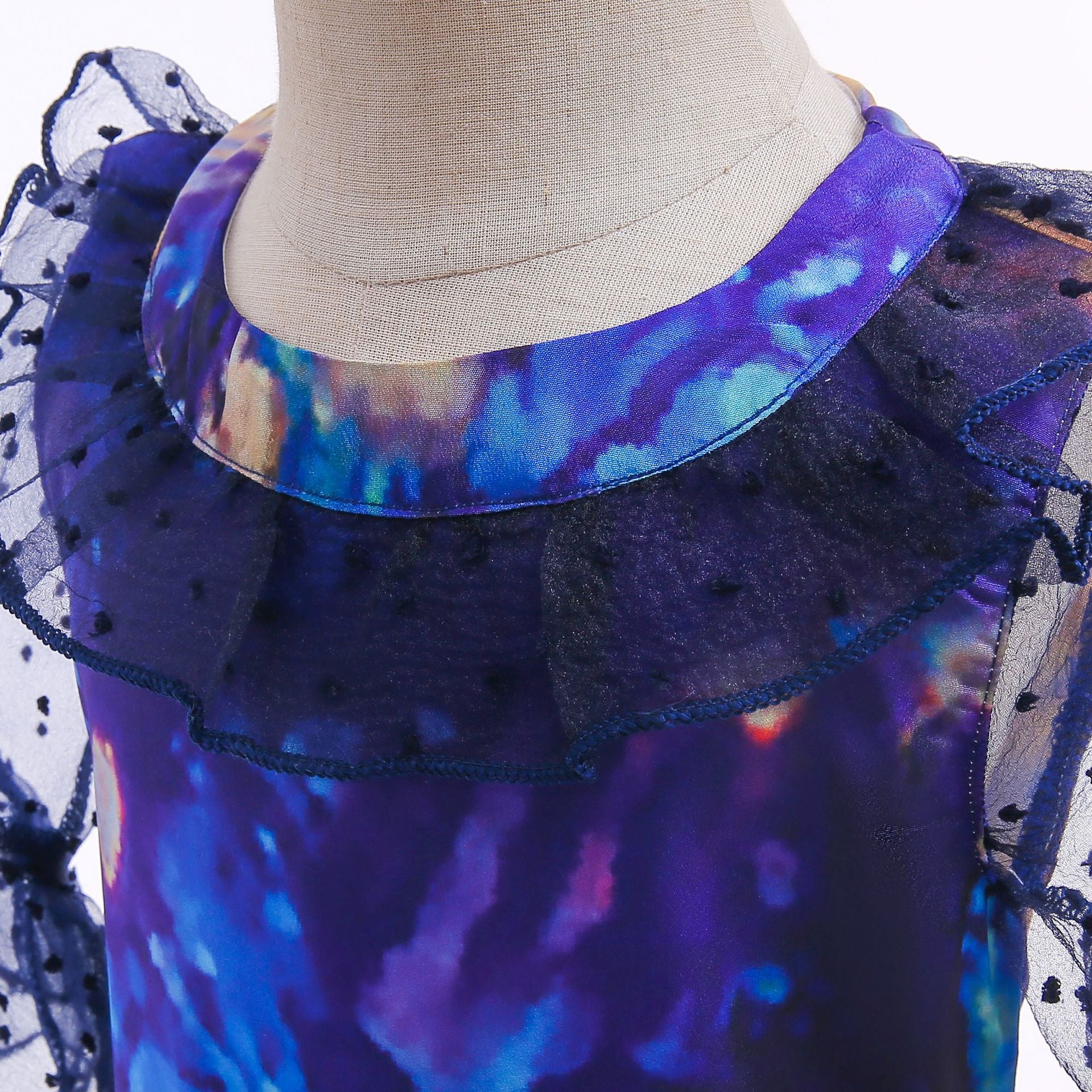 Encanto Costume Isabella Cosplay Translucent Short Sleeves Blue Dress for Kids - Image 5