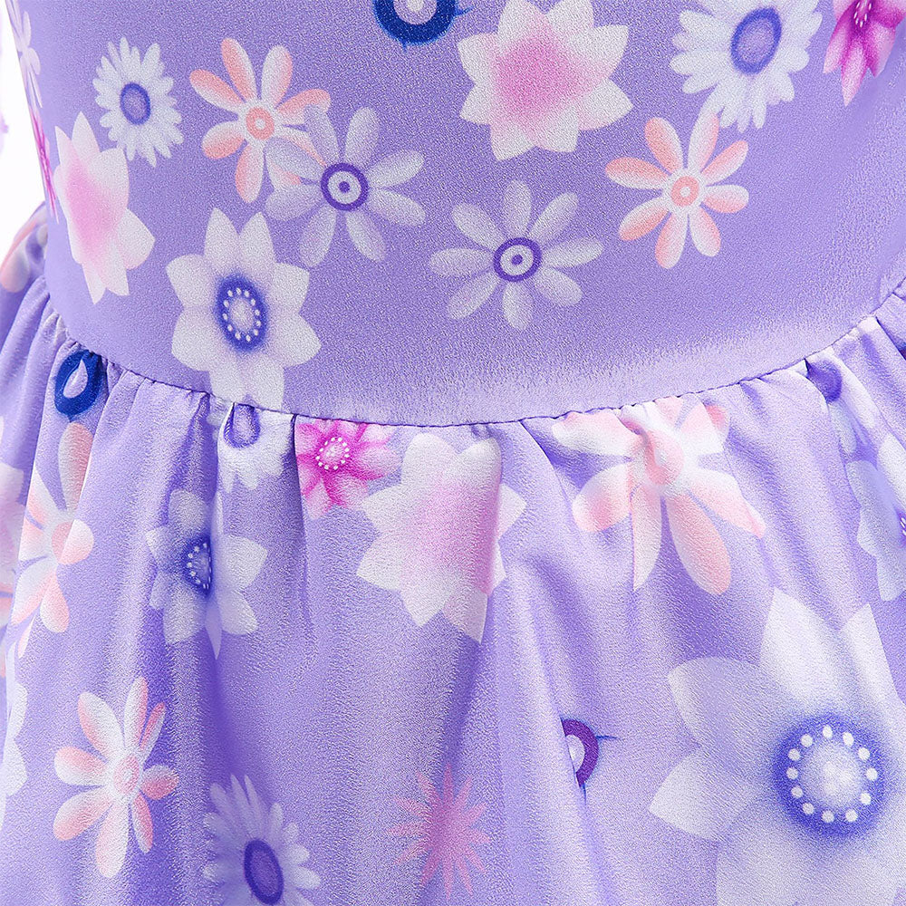 Girls Encanto Costume Isabella Cosplay Translucent Short Sleeves Princess Dress for Kids - Image 8