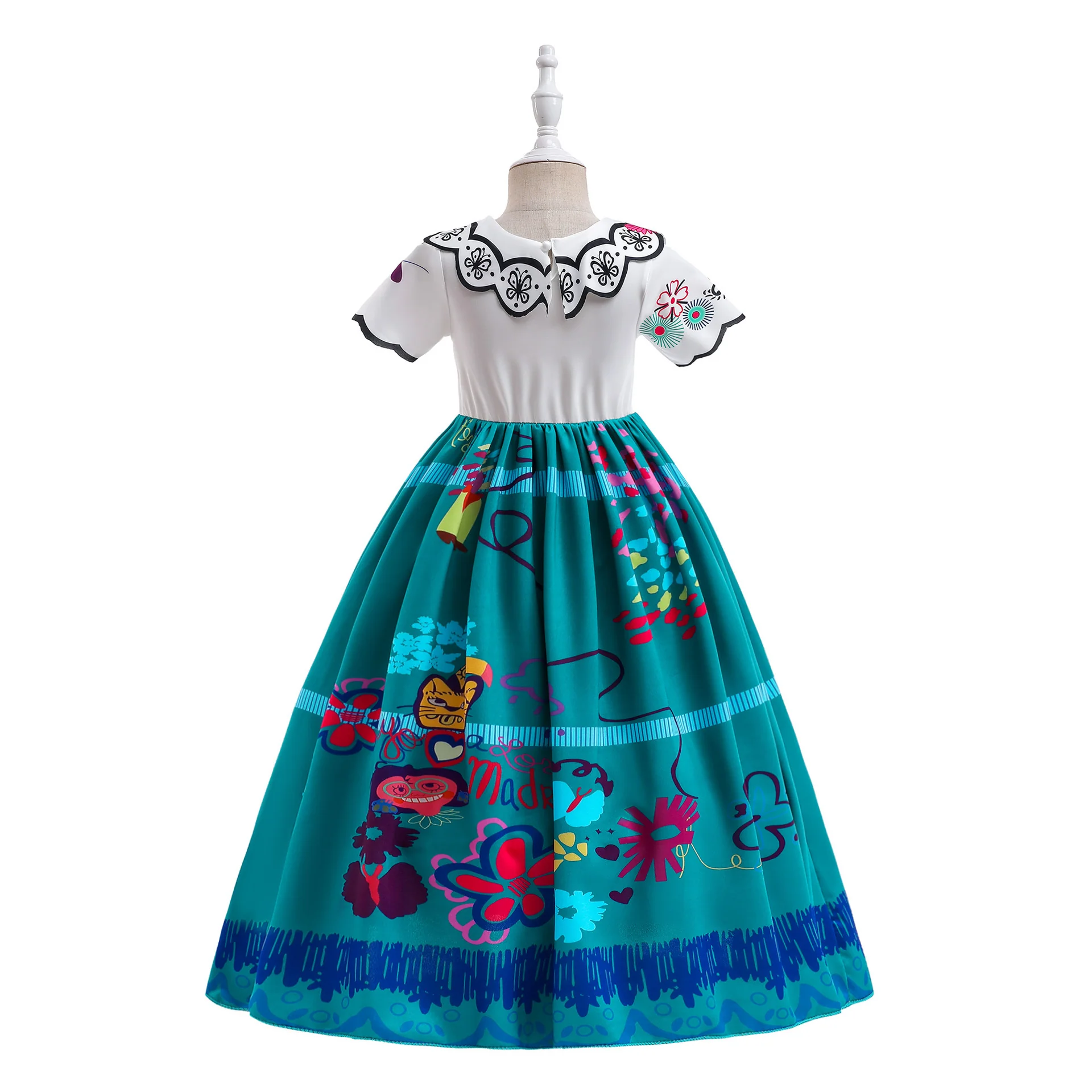 Encanto Costume Mirabel Princess Cosplay Floral Printed Girls Birthday Fancy Dress - Image 4