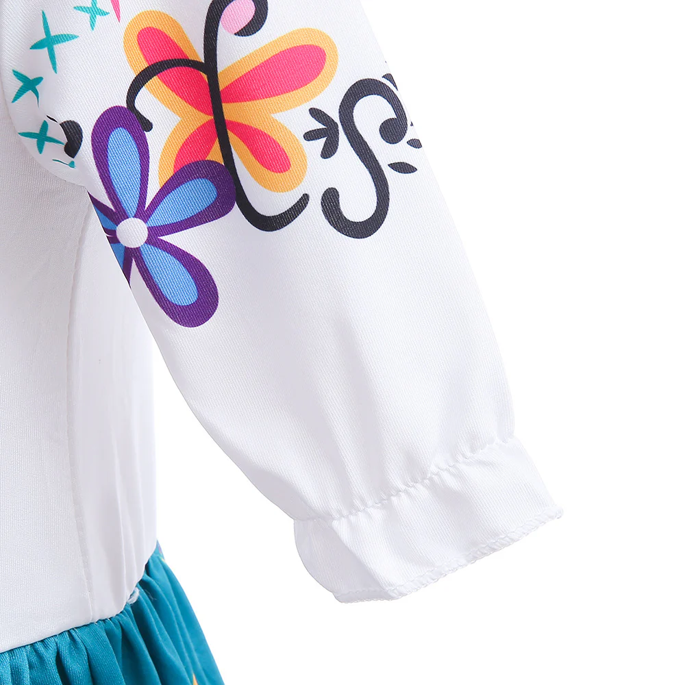 Encanto Costume Mirabel Princess Cosplay Floral Printed Girls Birthday Fancy Dress - Image 8