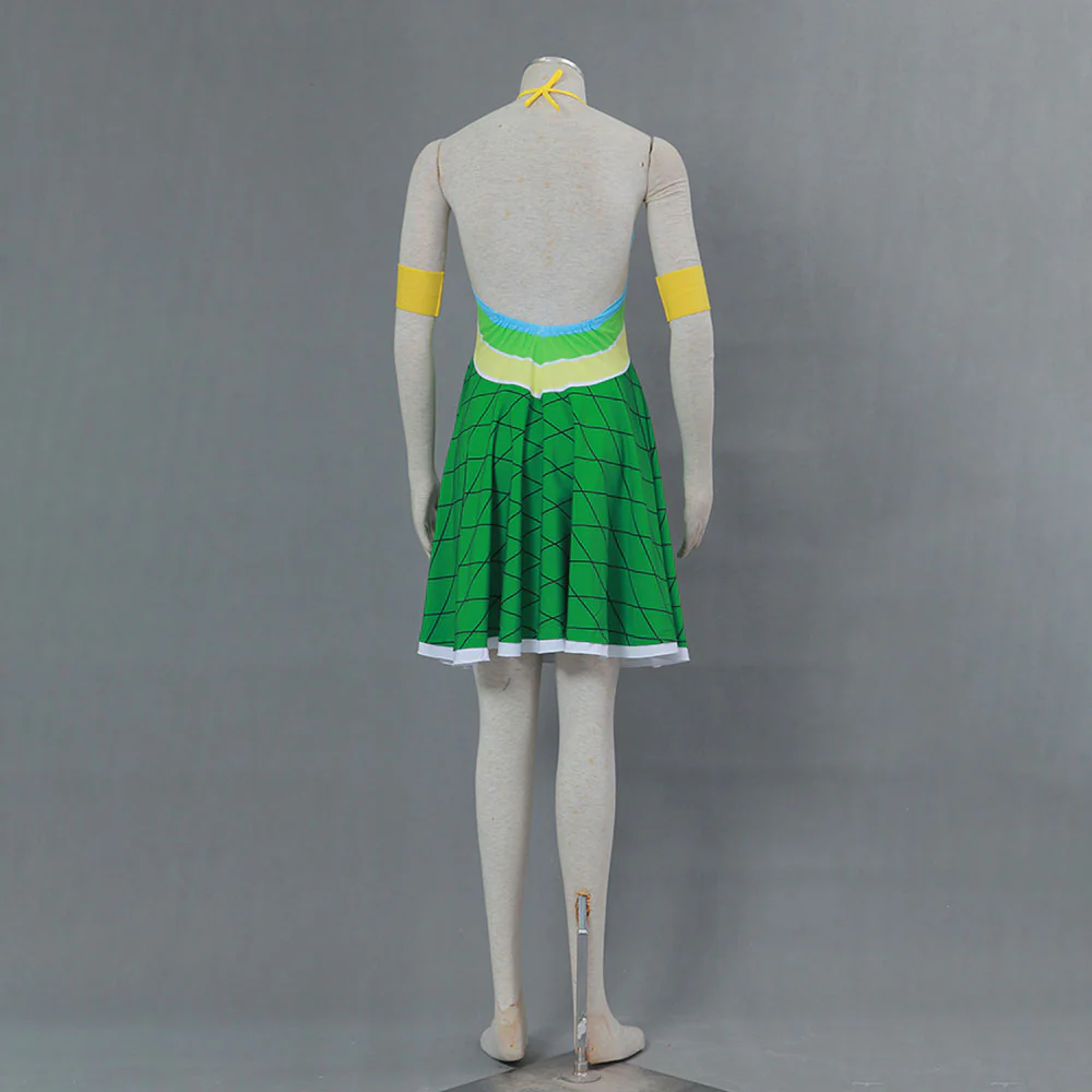 Fairy Tail Costume Tenrou Island Arc Wendy Marvell Green Cosplay Dress for Women and Kids - Image 3