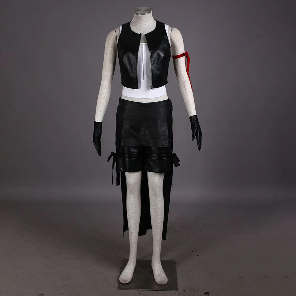 Final Fantasy 7 Costume Tifa Lockhart Cosplay Black Full Outfit for Women and Kids - Image 3