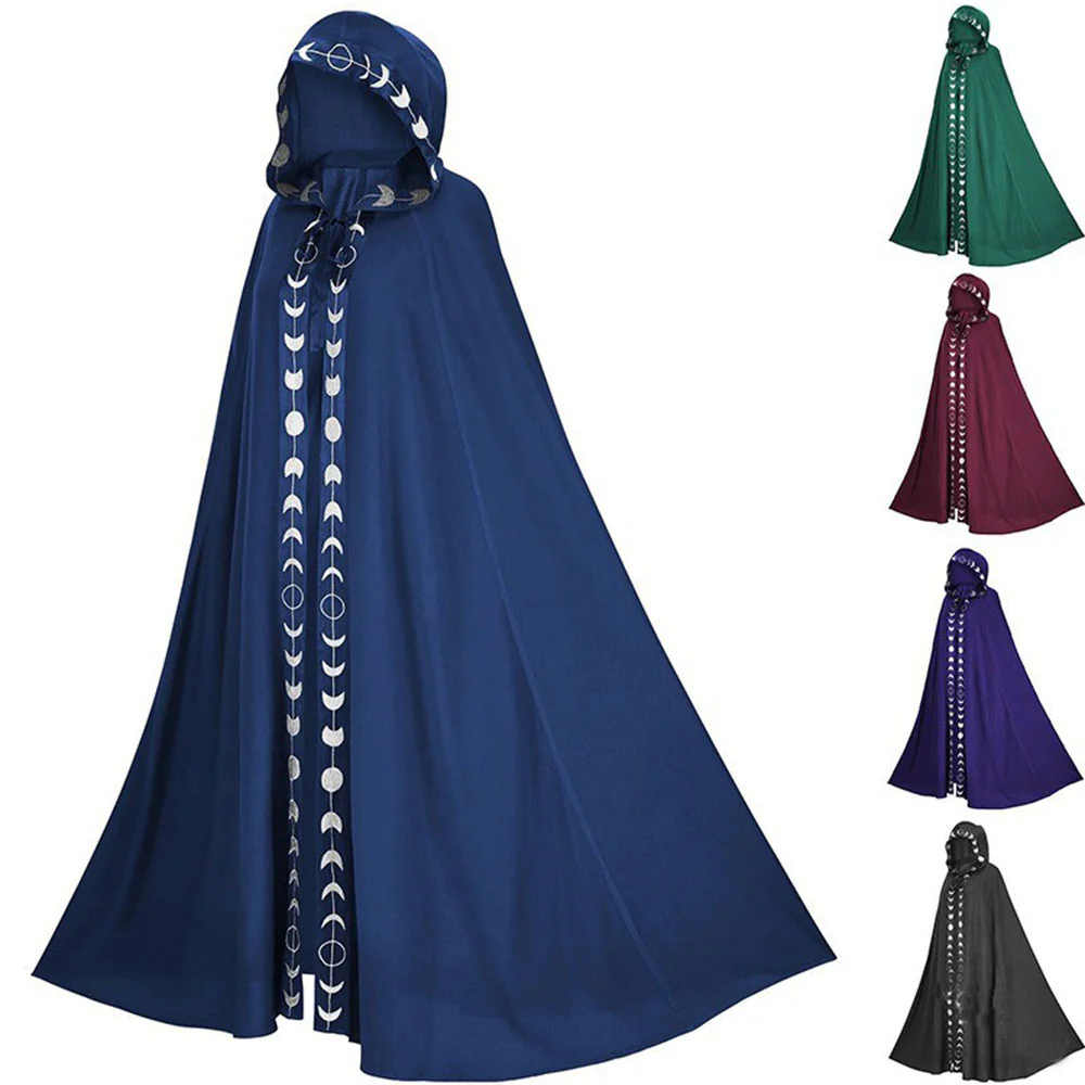 Halloween Cloak Middle Age Renaissance Cosplay Long Hooded Robe Unisex and Kids