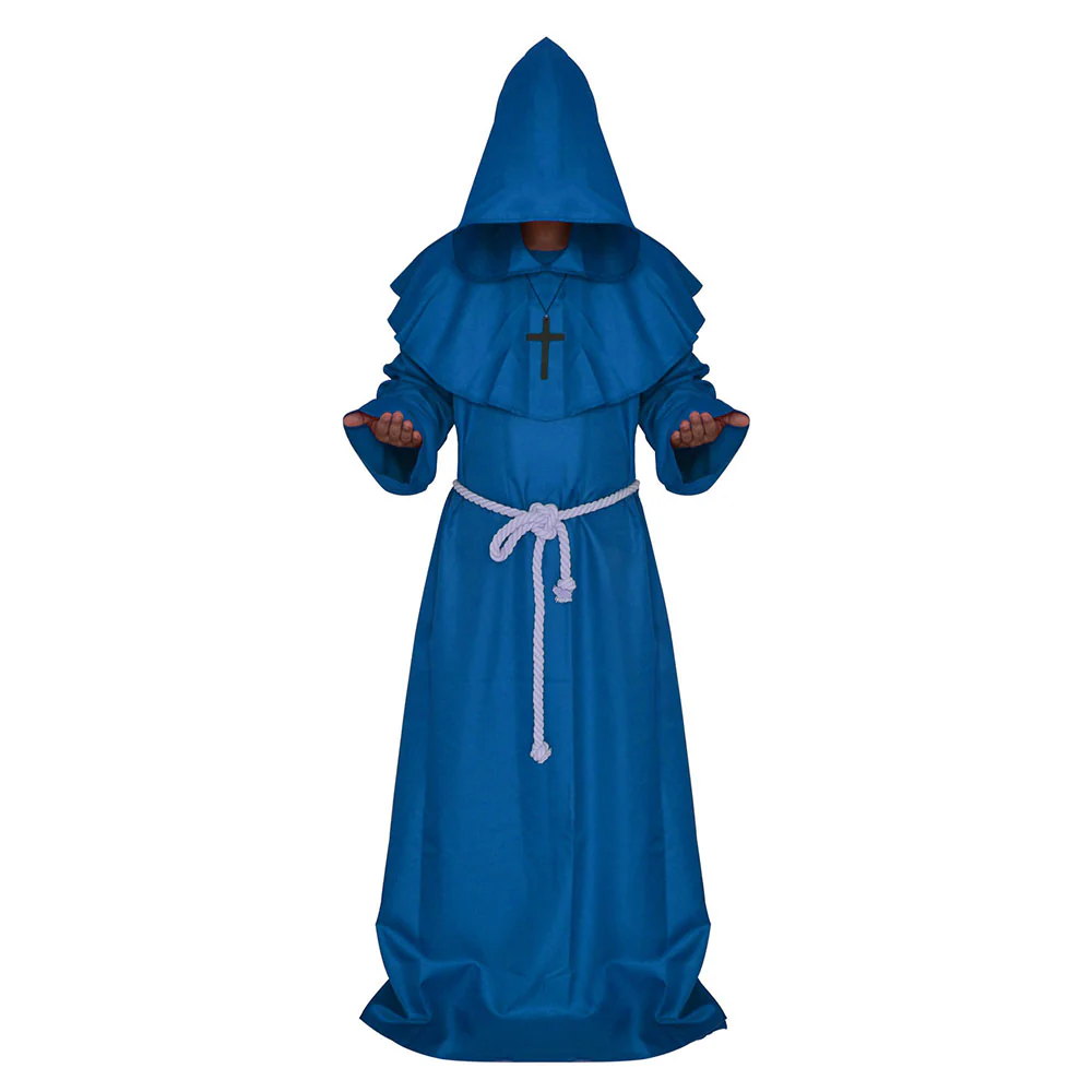 Halloween Costume Cloak Middle Age Monk Wizard Priest Cosplay Long Robe Unisex - Image 6