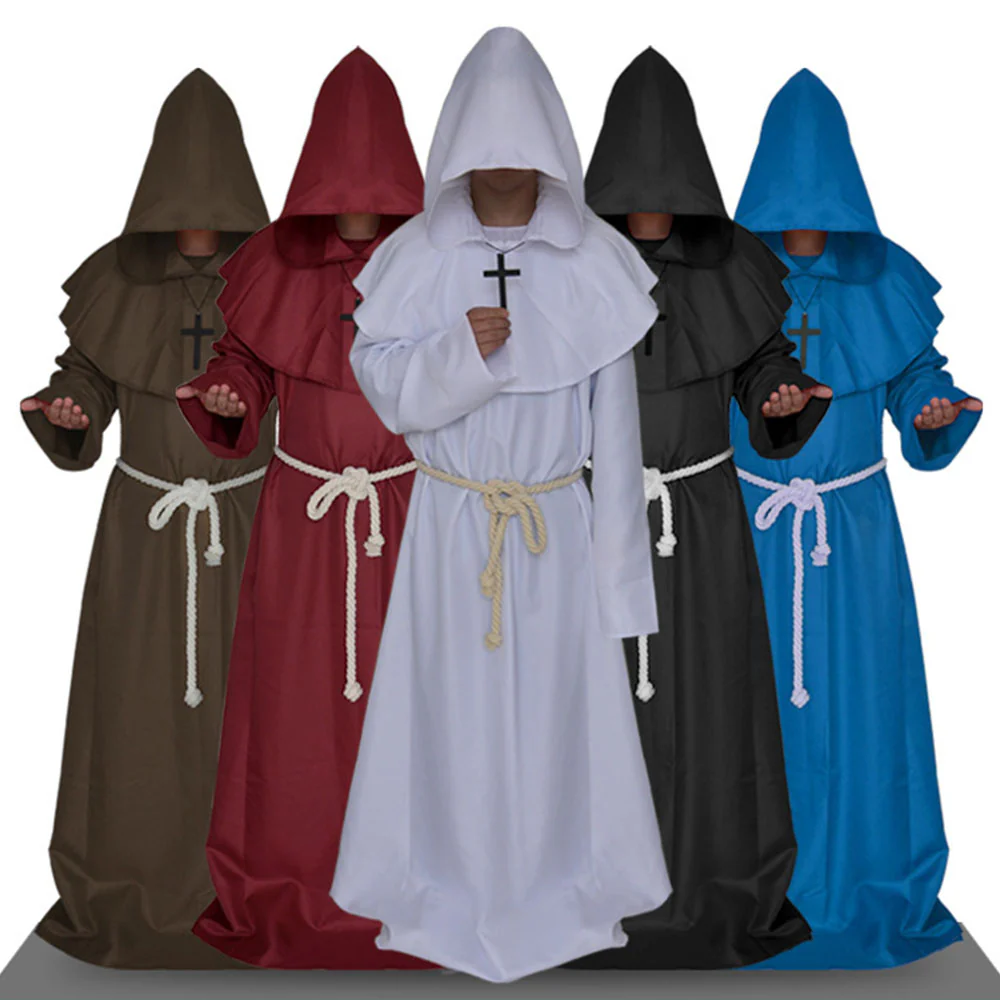 Halloween Costume Cloak Middle Age Monk Wizard Priest Cosplay Long Robe Unisex - Image 7
