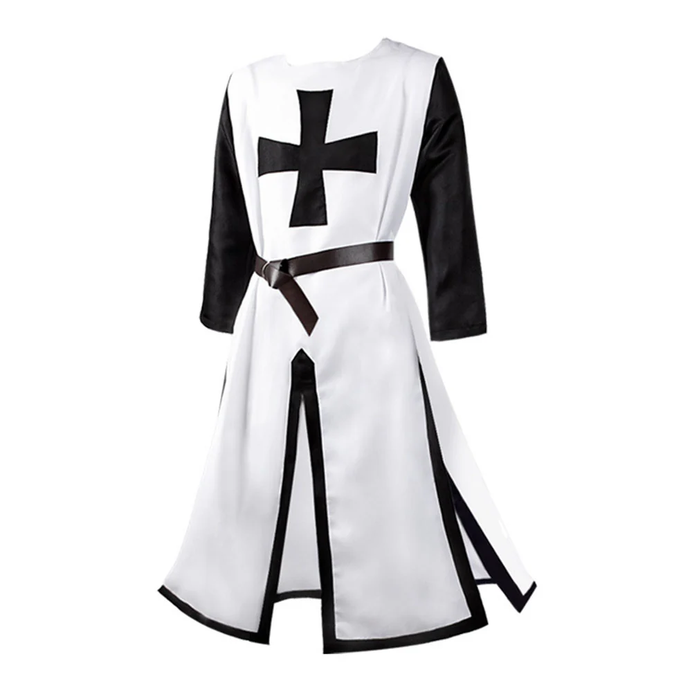 Halloween Costume Coat Middle Age Cross Cosplay Long Coat with Belt for Men - Image 2