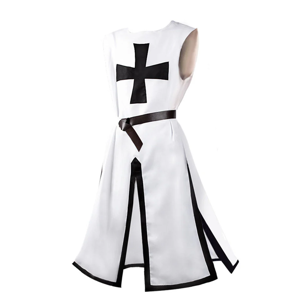 Halloween Costume Coat Middle Age Cross Cosplay Long Coat with Belt for Men - Image 3