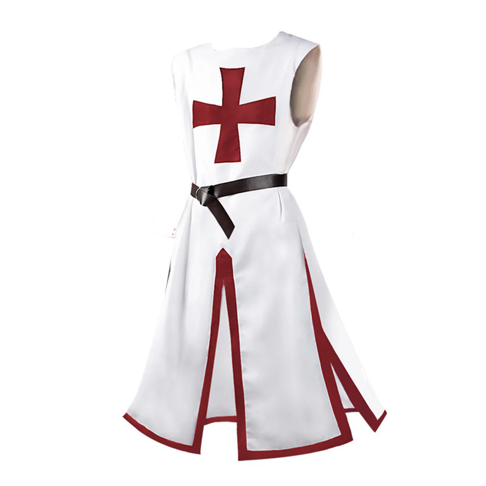 Halloween Costume Coat Middle Age Cross Cosplay Long Coat with Belt for Men - Image 5