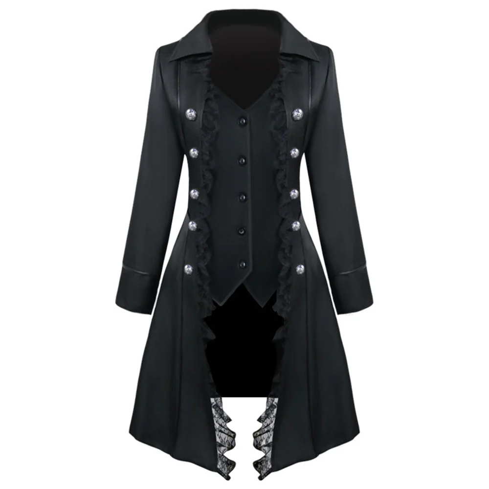 Halloween Costume Coat Middle Age Lace Lace Three-breasted Vintage Unifrom Cosplay for Women - Image 4