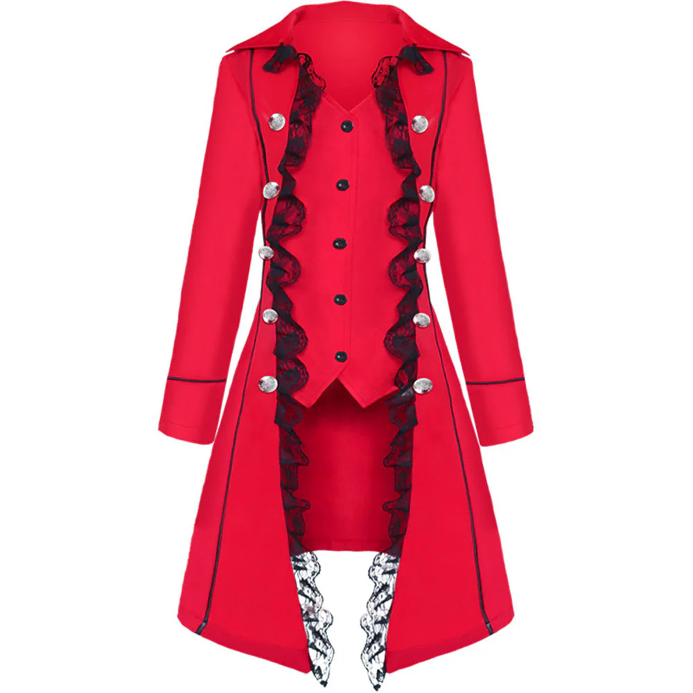 Halloween Costume Coat Middle Age Lace Lace Three-breasted Vintage Unifrom Cosplay for Women - Image 5