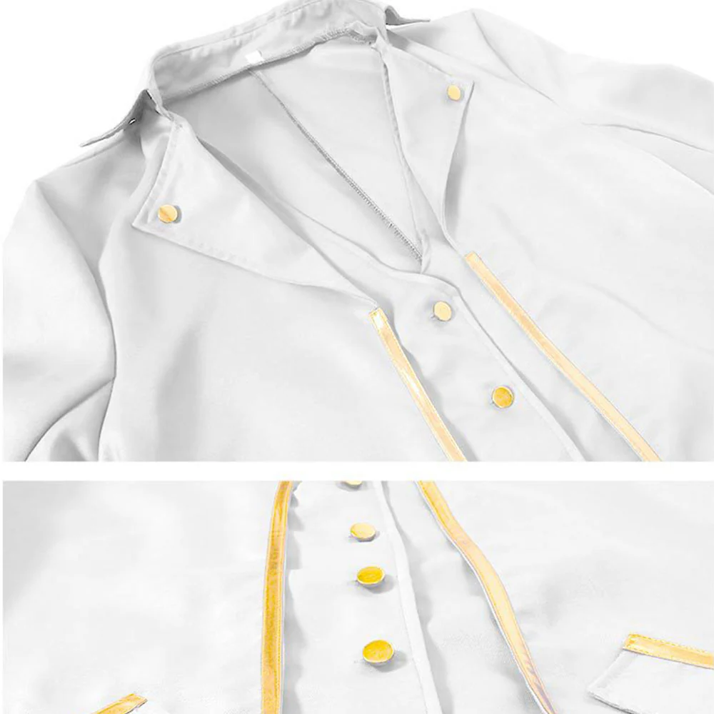Halloween Costume Coat Middle Age Steampunk Silver Edge Vintage Unifrom Cosplay for Men - Image 13
