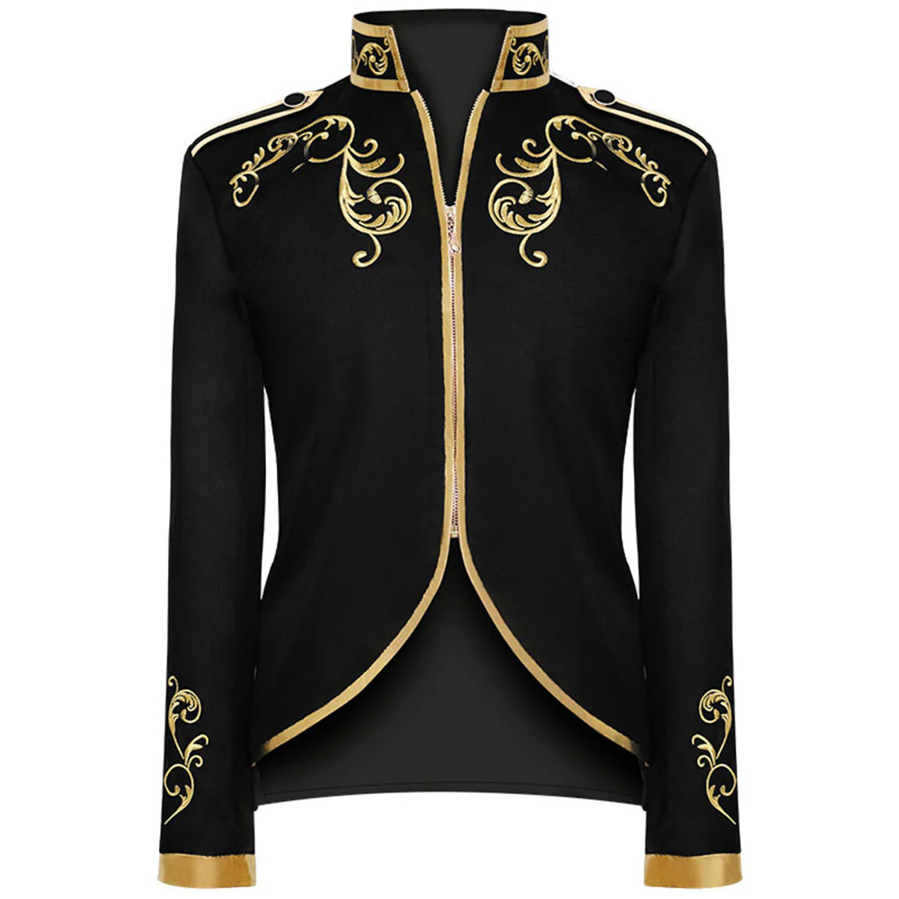 Halloween Costume Jacket Middle Age Prince Golden Edge Stand Collar Unifrom Cosplay for Men - Image 4