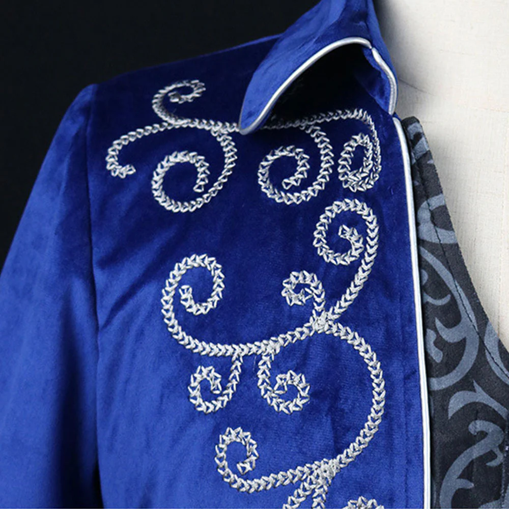Halloween Costume Tailcoat Middle Century Silver Edge Vintage Unifrom Cosplay for Men - Image 11