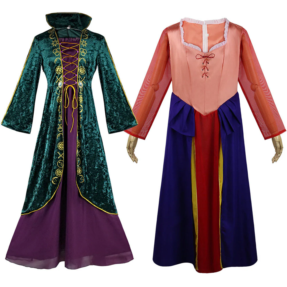 Hocus Pocus 2 Costumes Witch Winifred and Sarah Cosplay Dresses for Women and Kids - Image 3