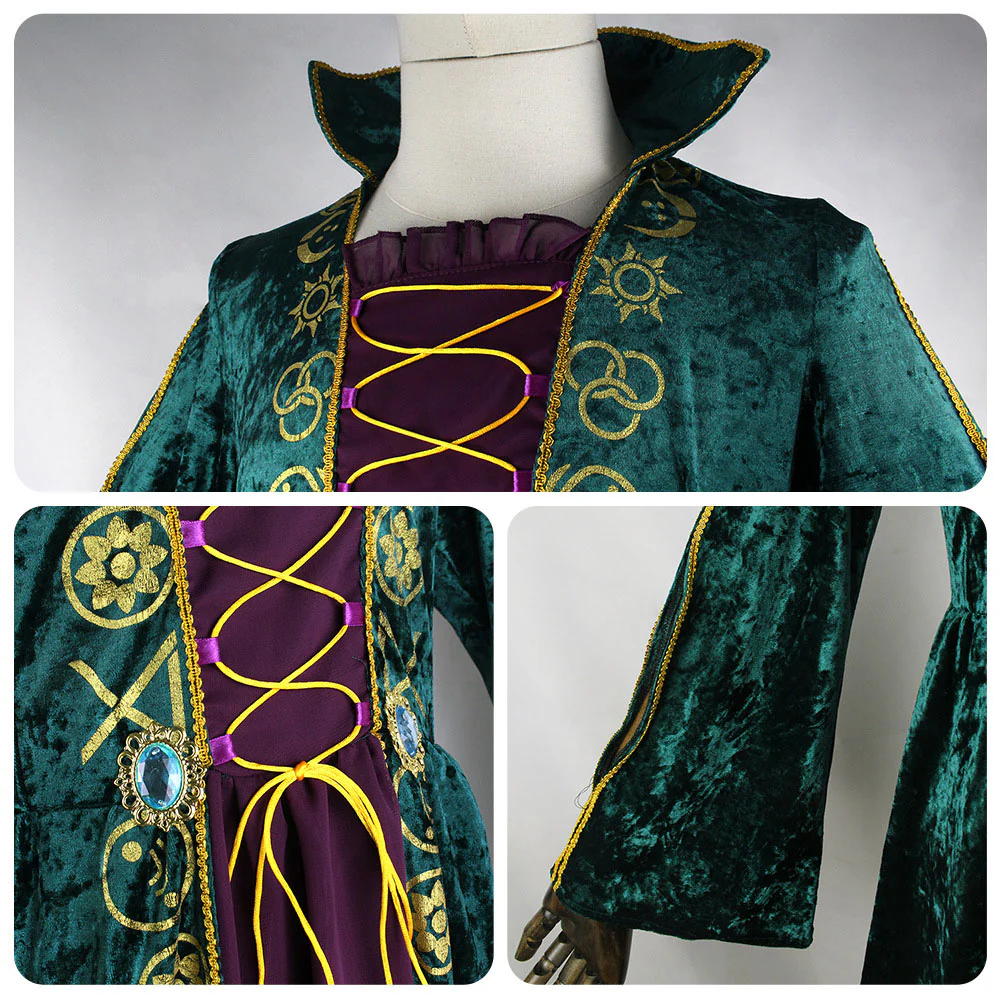 Hocus Pocus 2 Costumes Witch Winifred and Sarah Cosplay Dresses for Women and Kids - Image 6