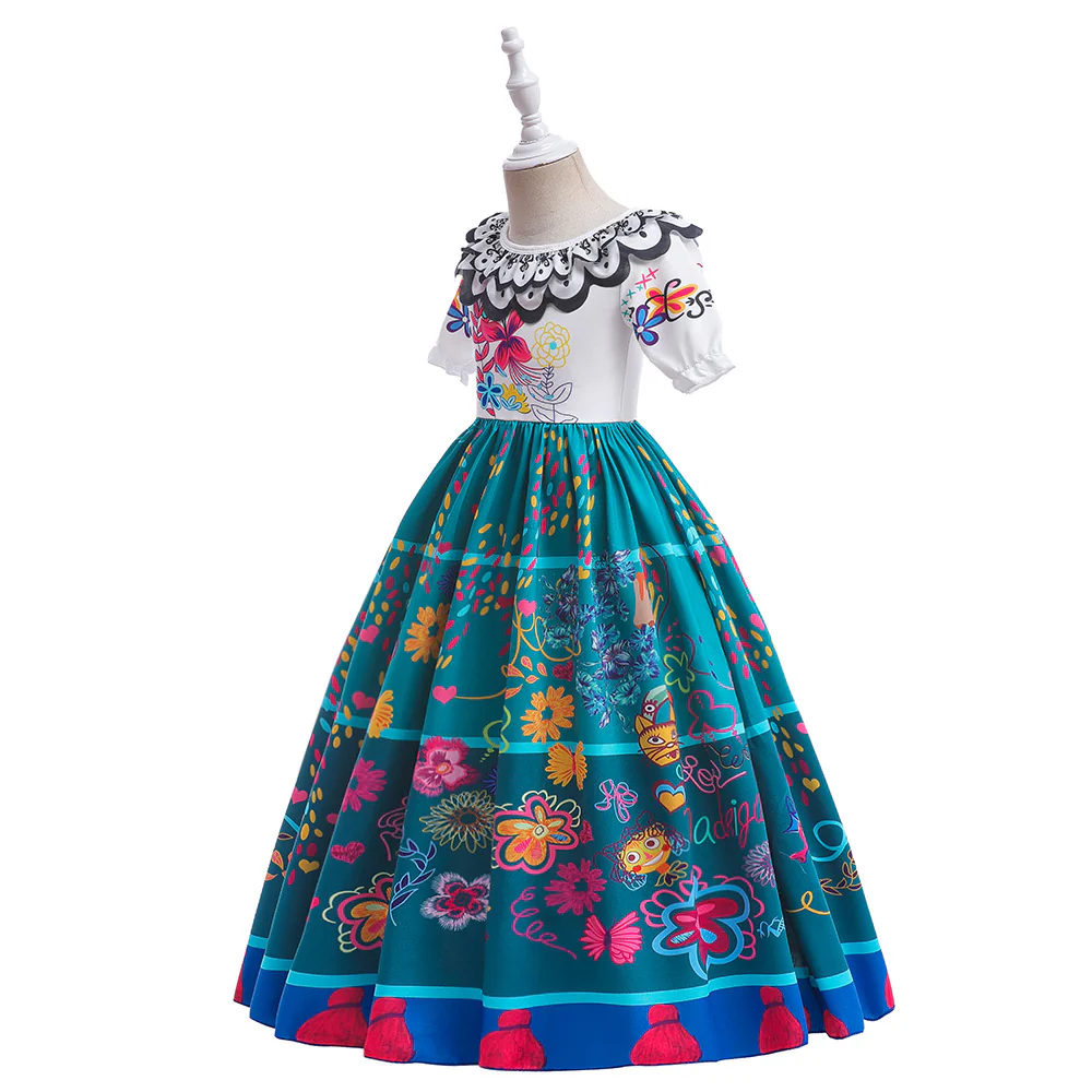 Kids Encanto Costume Mirabel Princess Cosplay Floral Girls Birthday Fancy Dress - Image 3