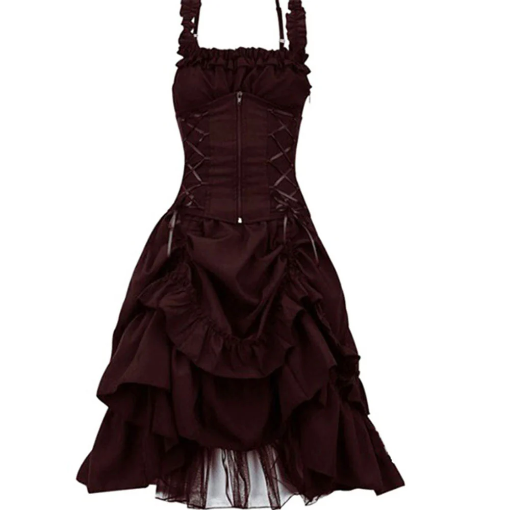 Lolita Cosplay Dress Gothic Style High Low Length Corset Lace Oversize Dress for Women - Image 5