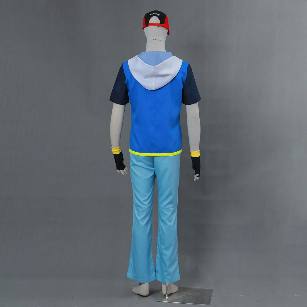 Men and Kids Pokemon Monster Costume Ash Ketchum Cosplay Hoodie full Set with Accessories - Image 3