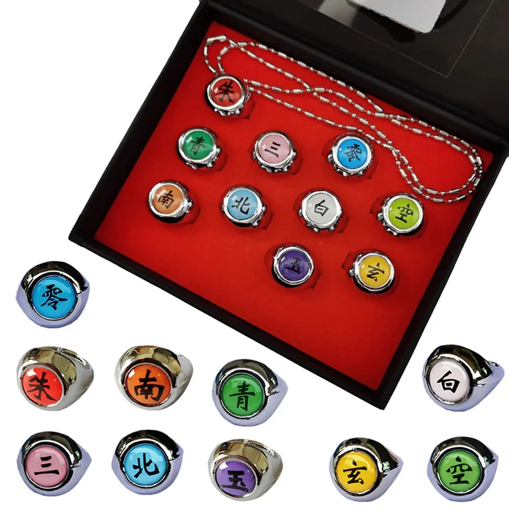 Naruto Costume Accessories 10 Akatsuki Members Cosplay Rings with Box Itachi Obito Cosplay - Image 2