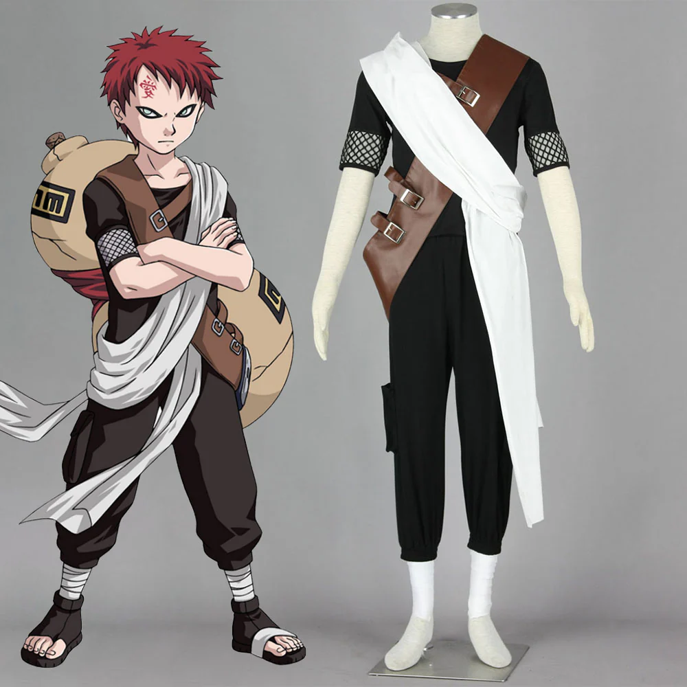 Naruto Costume Gaara Taking Chunin Exam Cosplay full Outfit for Men and Kids