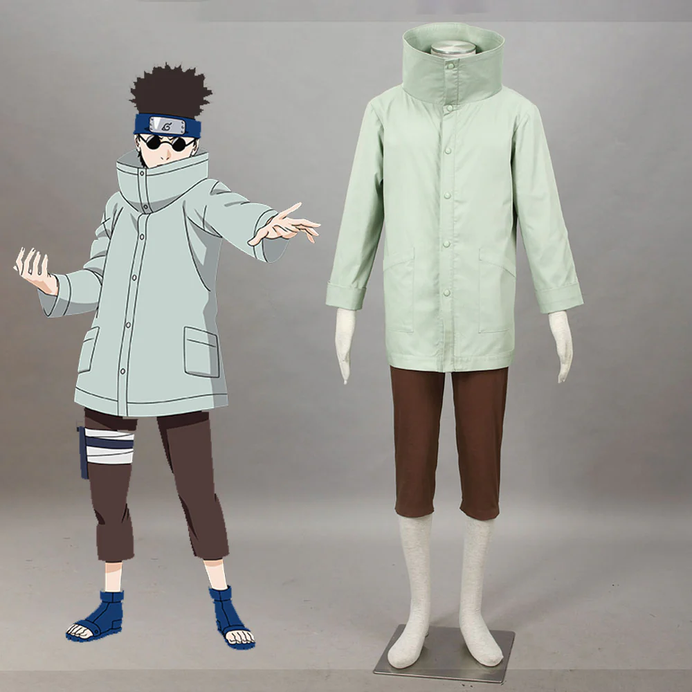 Naruto Costume Juvenile Aburame Shino Cosplay full Outfit for Men and Kids