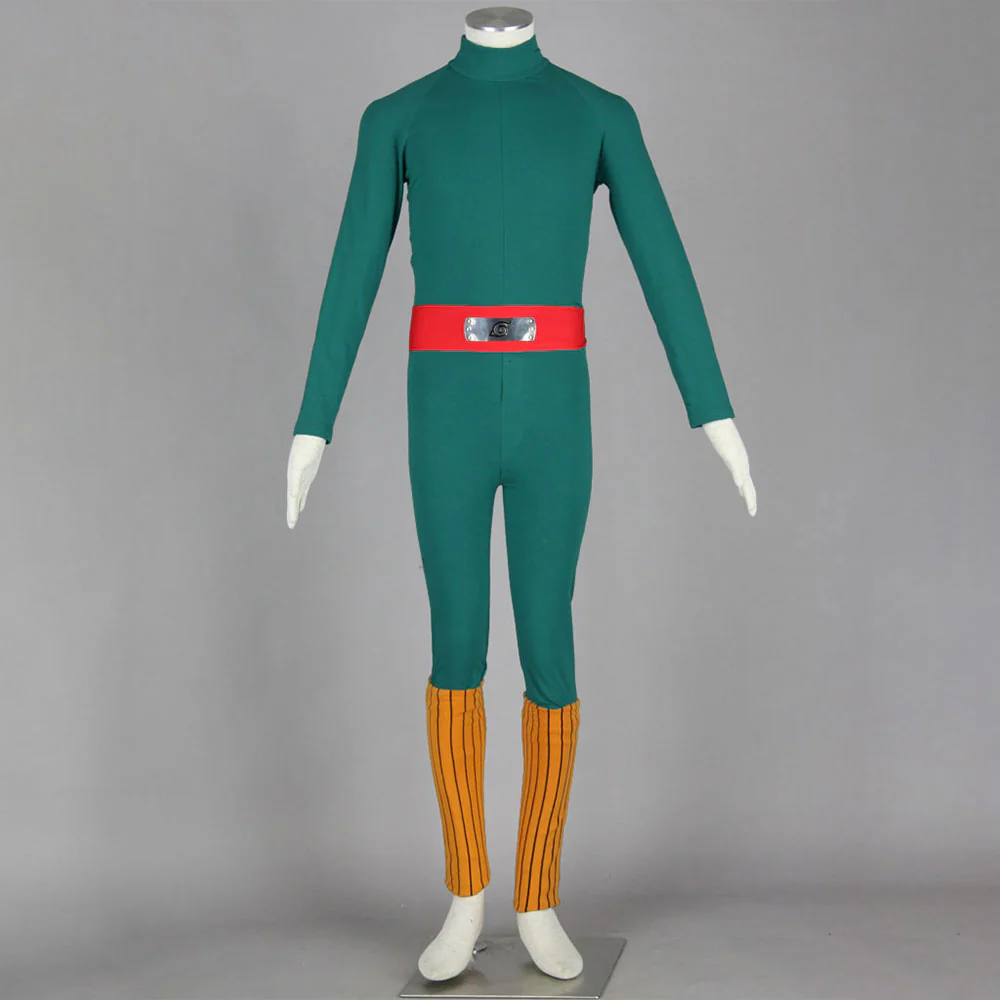 Naruto Costume Rock Lee Childhood Green Cosplay full Outfit for Men and Kids - Image 2