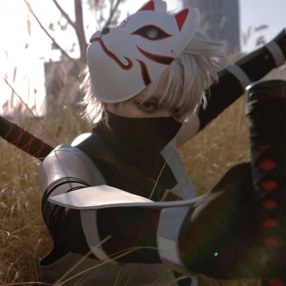 Naruto Shippuden Costume Kakashi Anbu Cosplay full Outfit with Mask for Men and Kids - Image 7