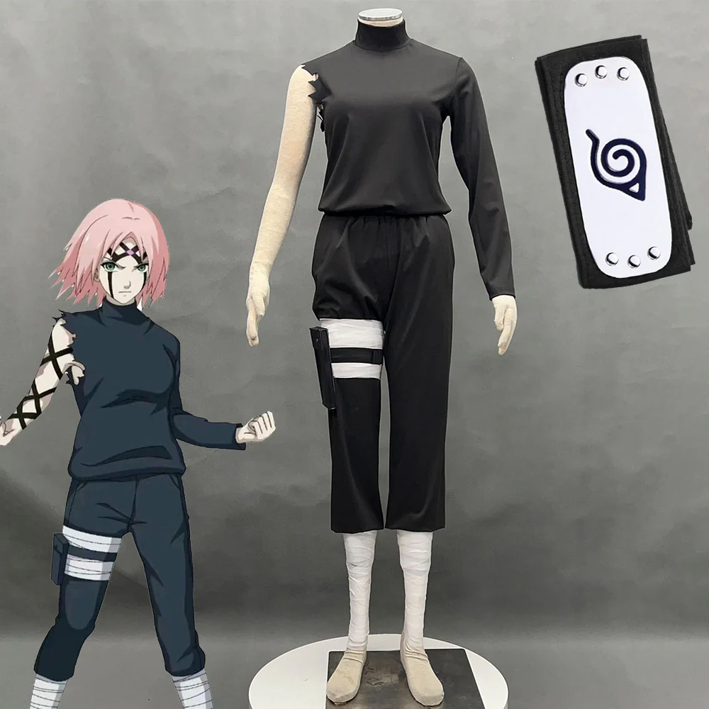 Naruto Ultimate Ninja Mobile Game Costume Haruno Sakura Cosplay full Outfits with Headband and Accessories