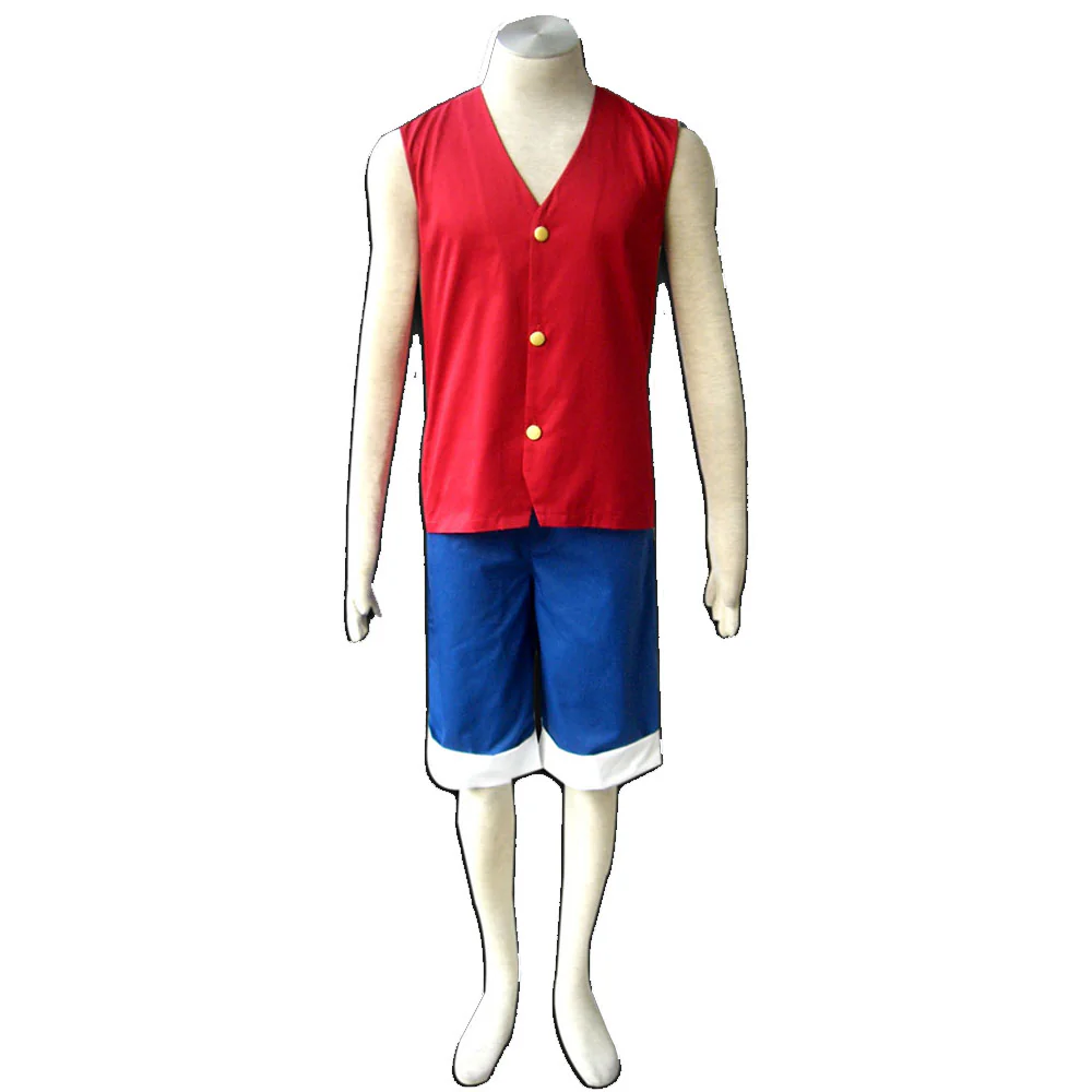 One Piece Costumes Monkey D Luffy Cosplay With Hat For Men and Kids - Image 3
