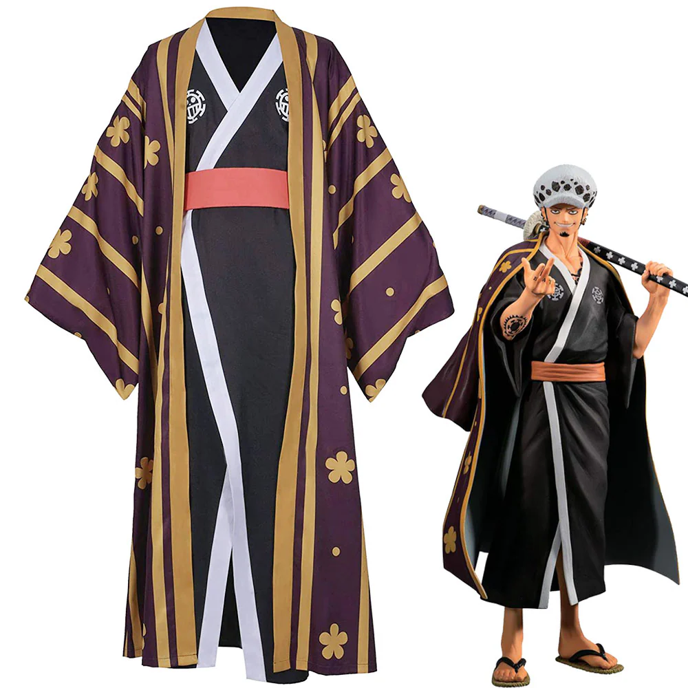 One Piece Wano Country Costumes Roronoa Zoro Luffy Trafalgar Law Cosplay Kimono Set For Men - Image 10