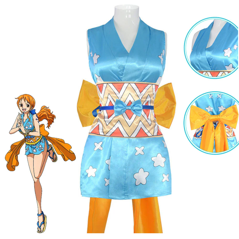 One Piece Wano Country Nami Cosplay Set Wanokuni Style Nami Dress for Women