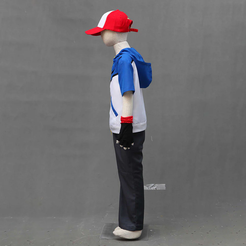 Pokemon Monster Costume Ash Ketchum Cosplay Hoodie full Set with Accessories for Men and Kids - Image 4