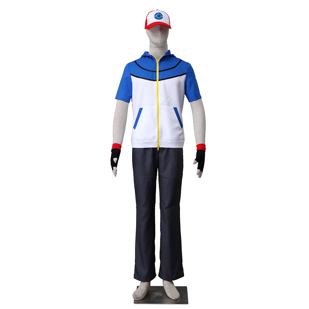 Pokemon Monster Costume Ash Ketchum Cosplay Hoodie full Set with Accessories for Men and Kids - Image 5