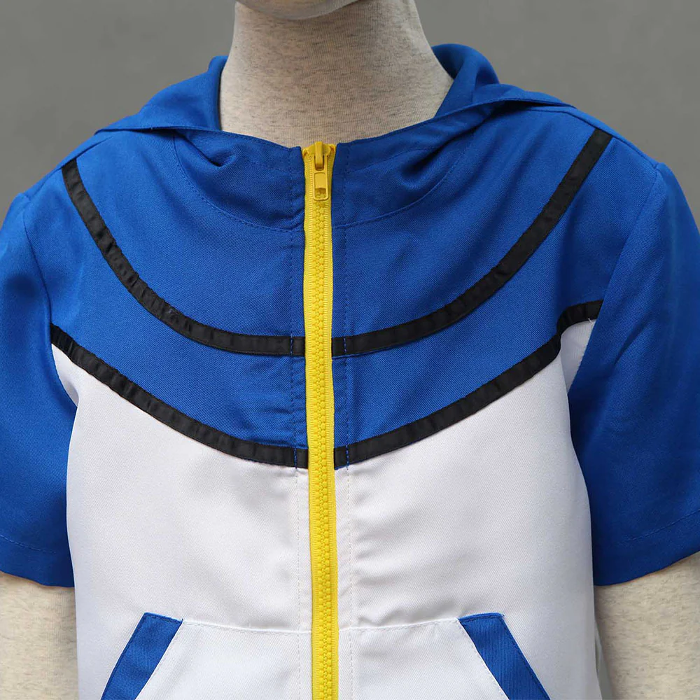 Pokemon Monster Costume Ash Ketchum Cosplay Hoodie full Set with Accessories for Men and Kids - Image 7