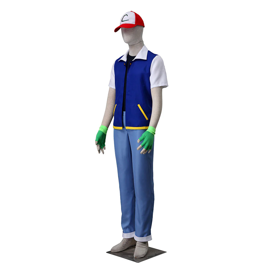 Pokemon Monster Costume Ash Ketchum Cosplay full Set with Accessories for Men and Kids - Image 4