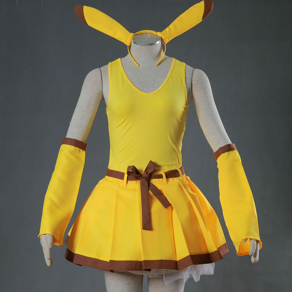 Pokemon Monster Pikachu Personification Cosplay Suit full Set for Women and Kids - Image 5