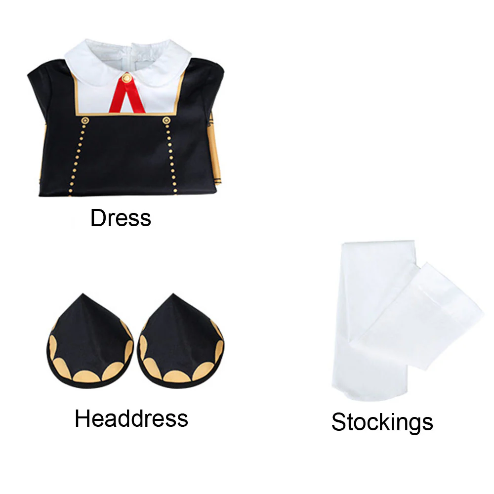 Spy x Family Costume Anya Forger Black Cosplay Dress Costume with Accessories for Women and Kids - Image 4