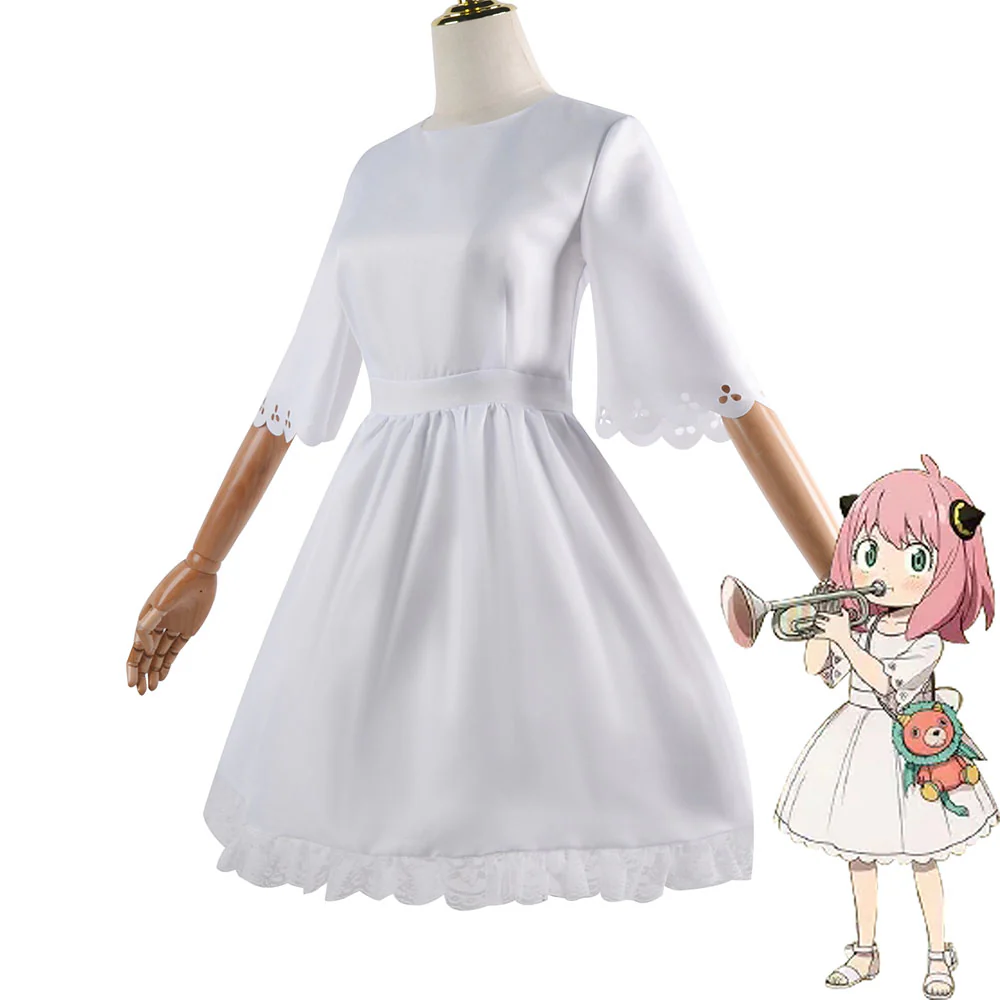 Spy x Family Costume Anya Forger White Cosplay Dress Costume with Accessories for Women and Kids - Image 3