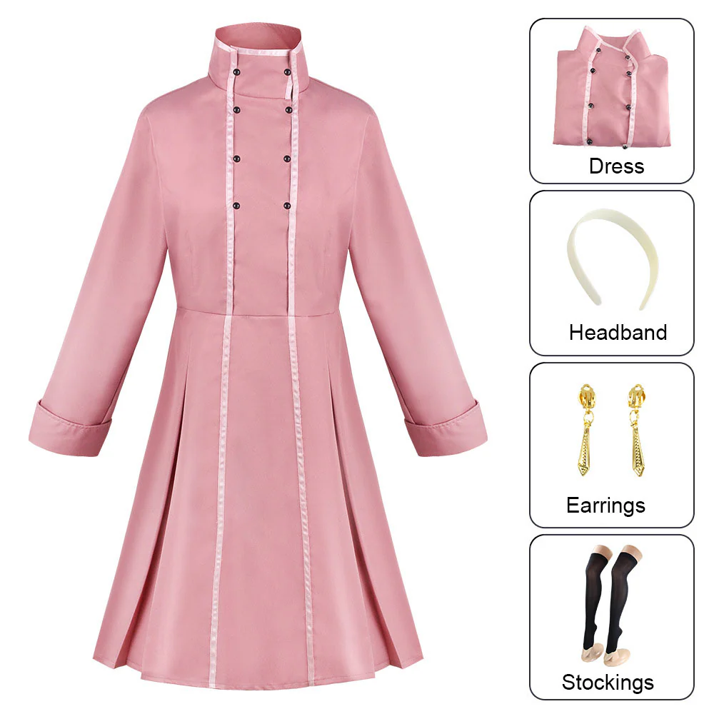Spy x Family Costume Yor Briar Yor Forger Cosplay Pink Dress with Accessories for Women and Kids - Image 2