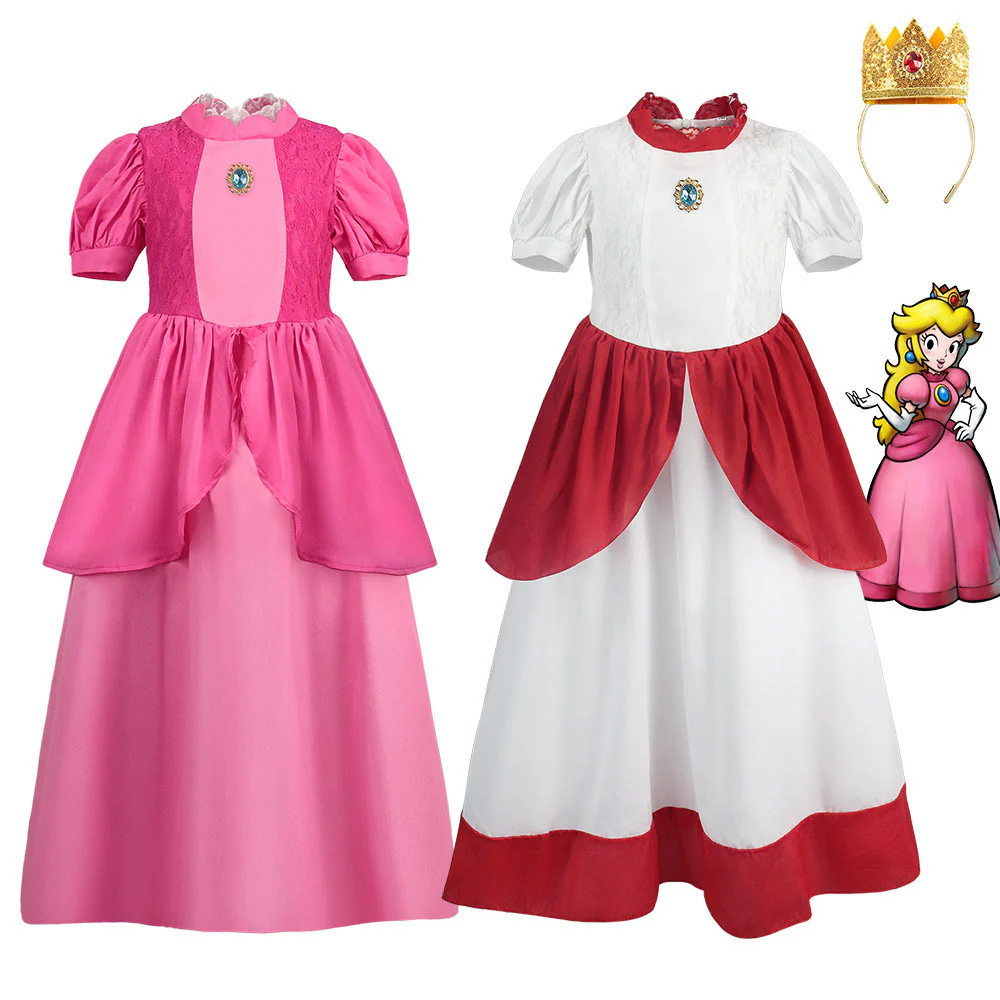 The Super Mario Bros. Movie Princess Peach Cosplay Dress for Women and Kids - Image 3
