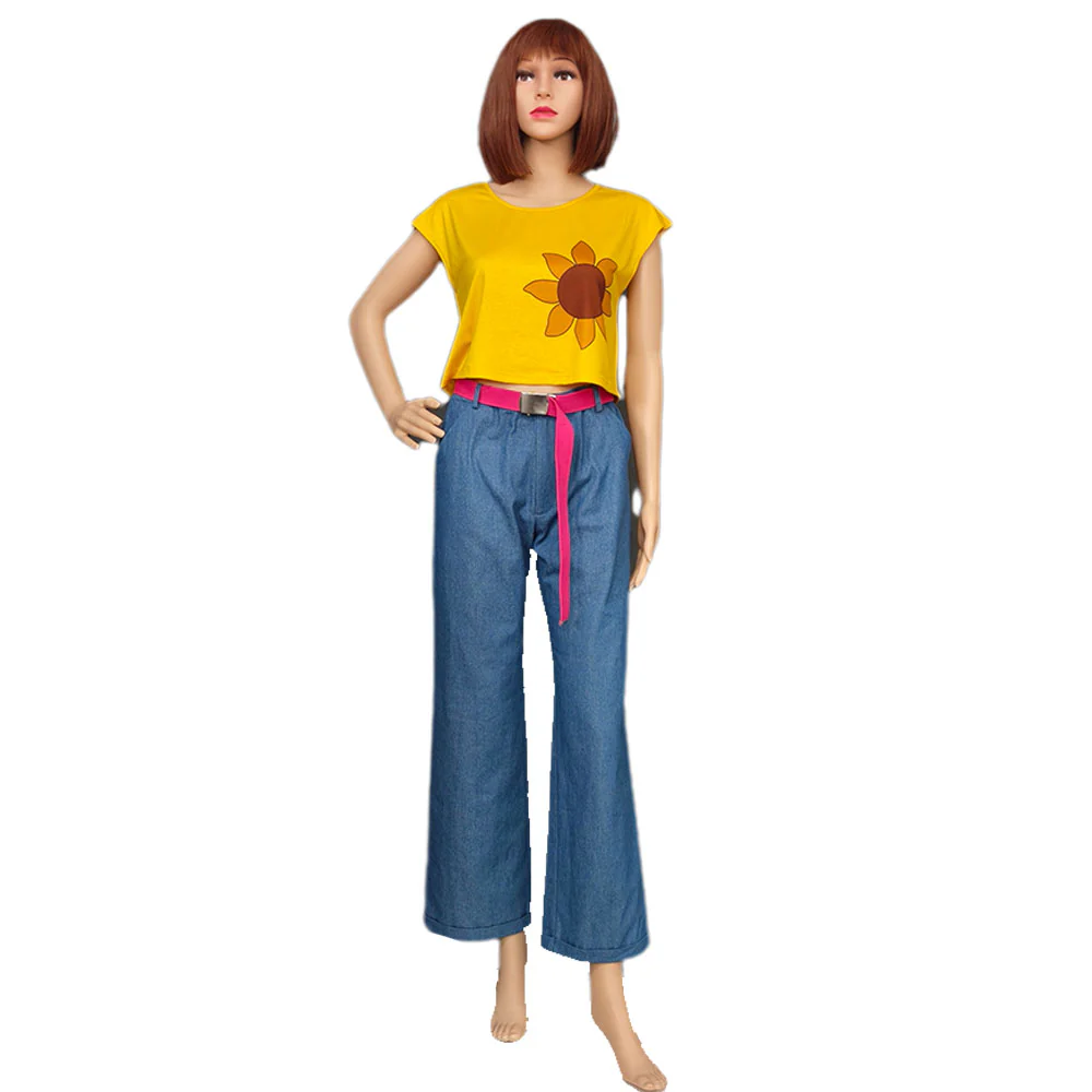Women and Kids Naruto Boruto Costume Himawari Uzumaki Jeans Pants and T-shirt Halloween Cosplay Suit - Image 2