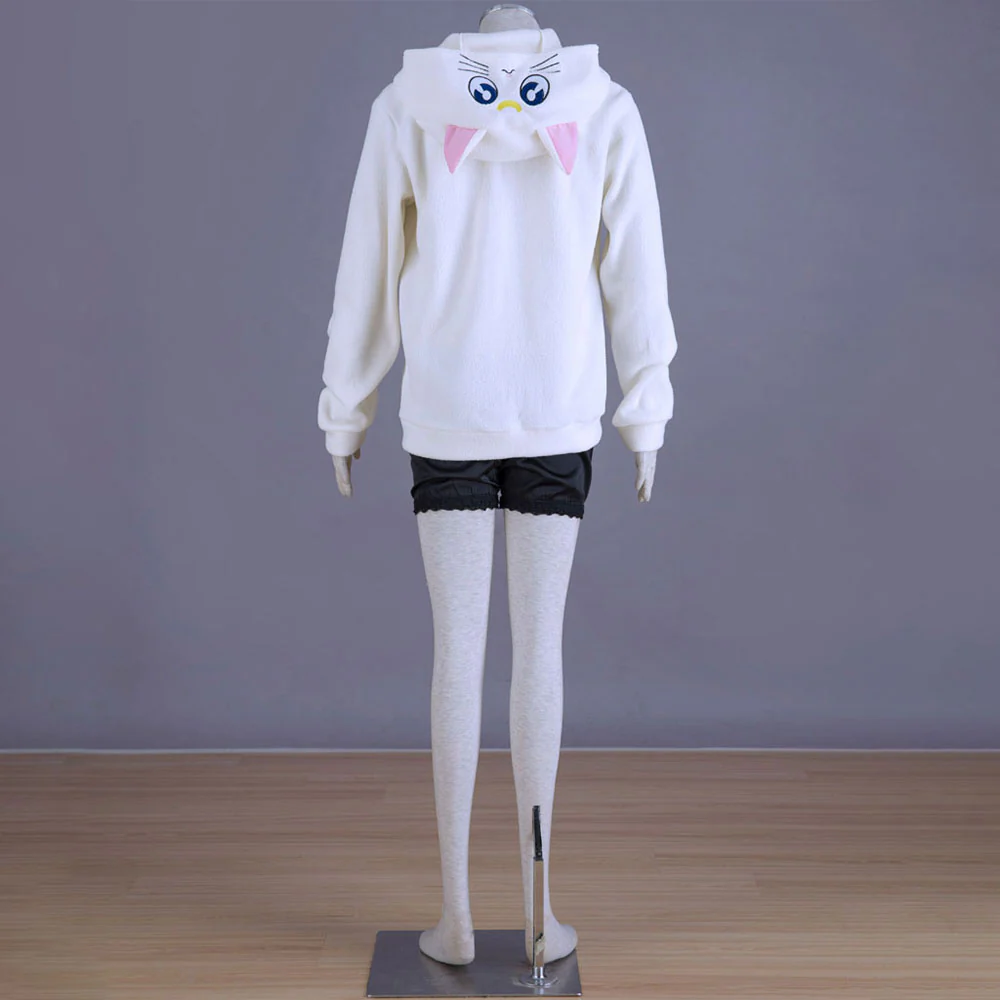 Women and Kids Sailor Moon Costume The White Cat Artemis Cosplay Hoodie - Image 2