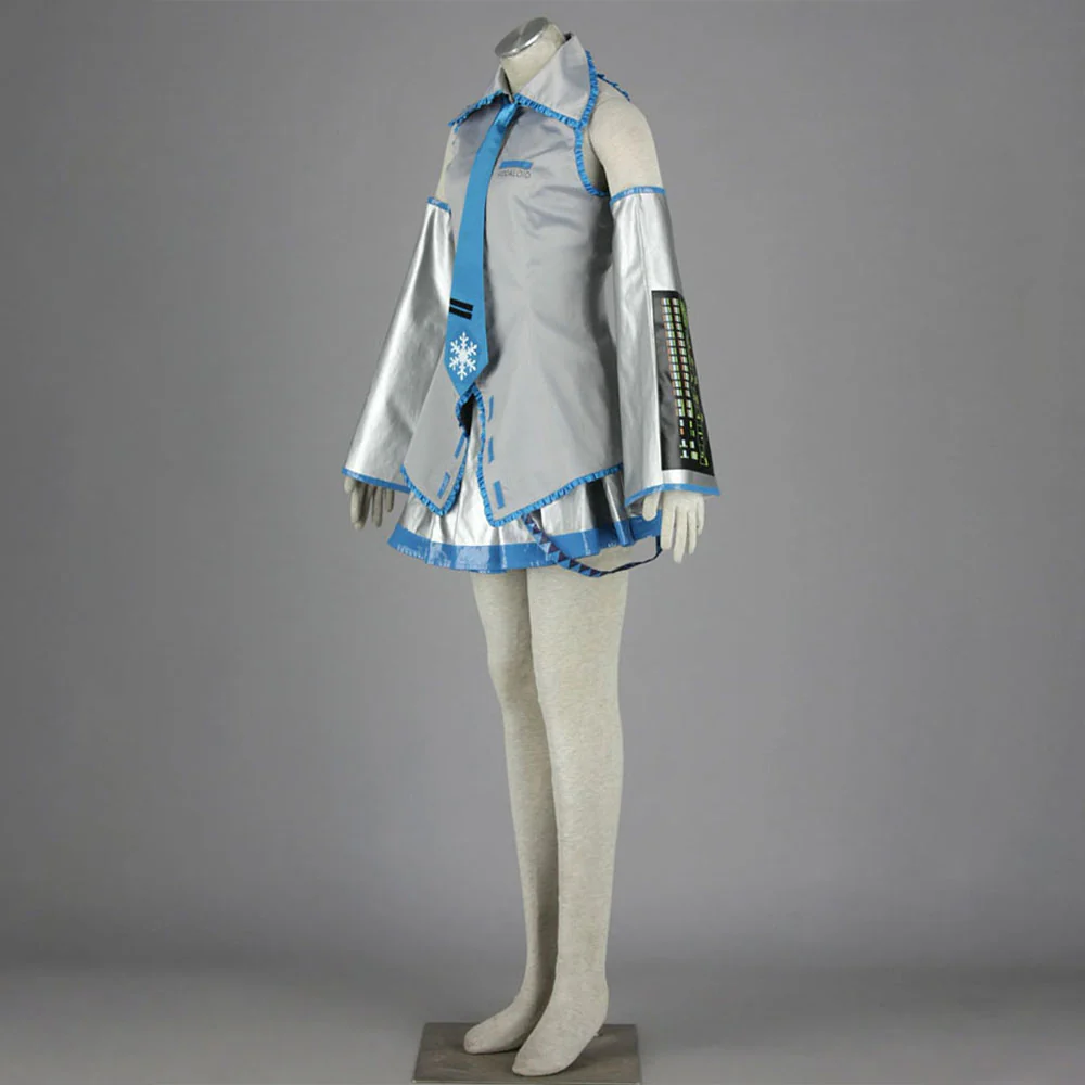 Women and Kids Vocaloid  Hatsune Miku Gray Cosplay Costume with Accessories - Image 3
