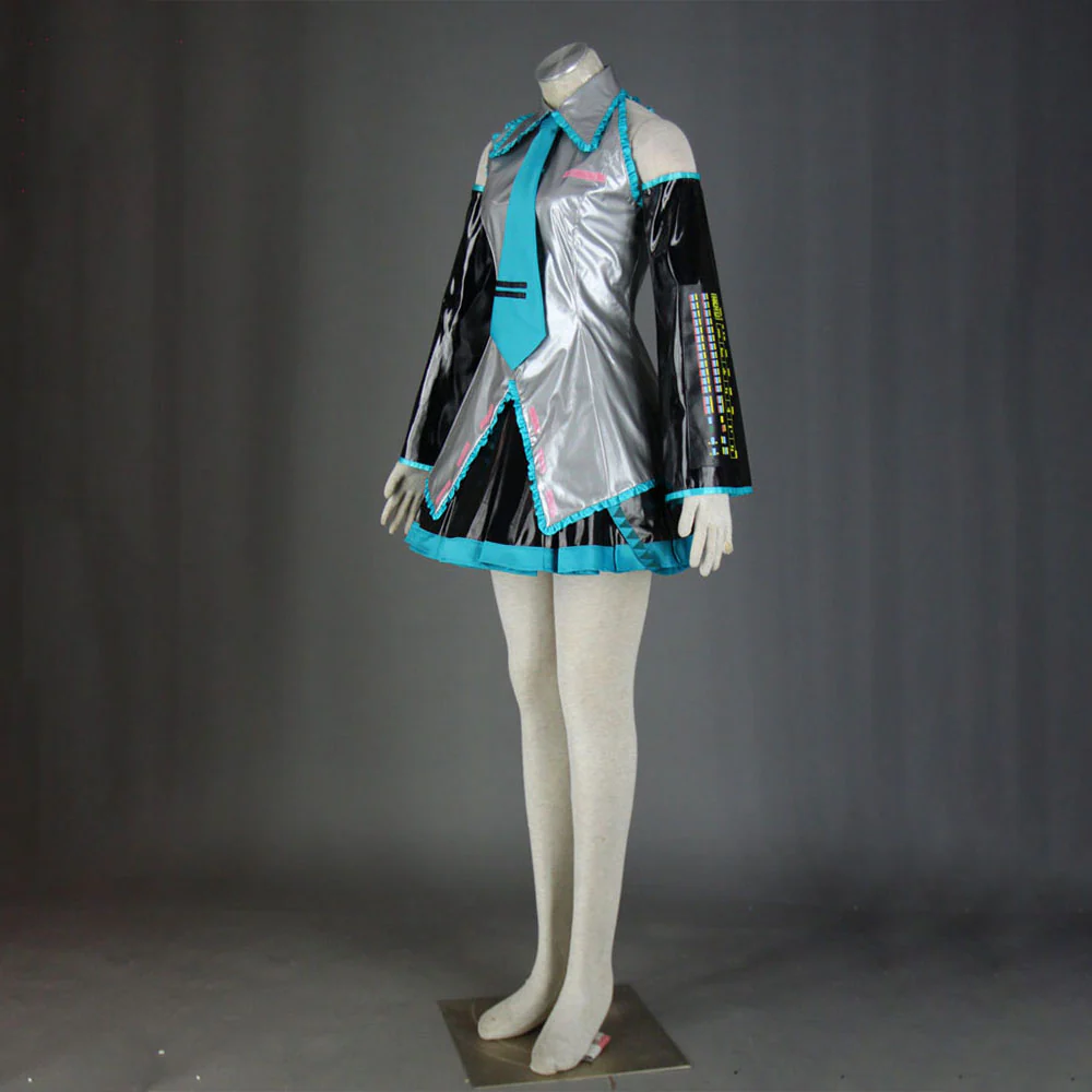 Women and Kids Vocaloid Hatsune Miku Silver Cosplay Costume with Accessories - Image 3